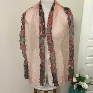 Pink Lace Fancy Scarf Excellent Condition